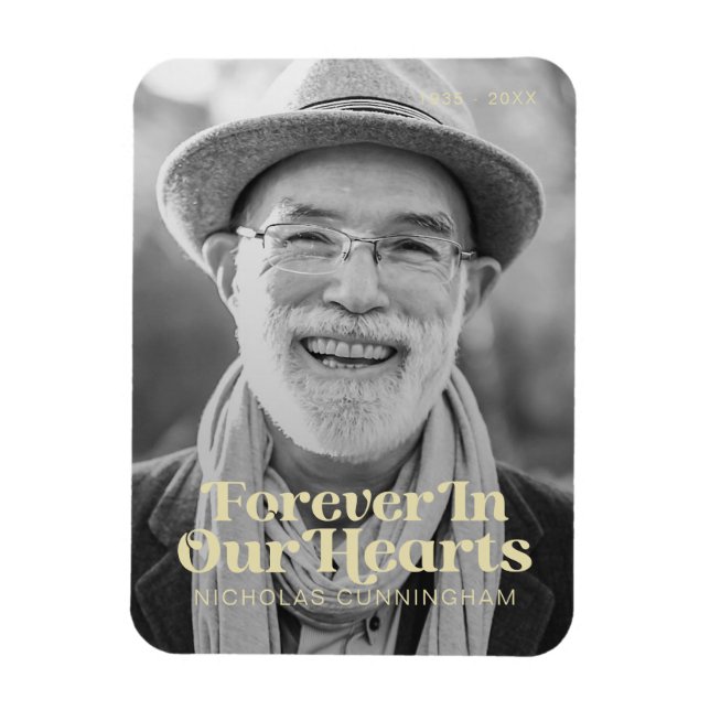 Forever In Our Hearts Elegant Photo Memorial Magnet (Vertical)