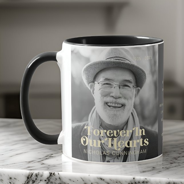 Forever In Our Hearts Elegant Photo Memorial Mug (Creator Uploaded)