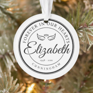Forever in our Hearts Funeral Memorial Angel Wings Ornament