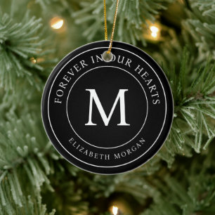 Forever in our Hearts Funeral Memorial Modern Ceramic Ornament