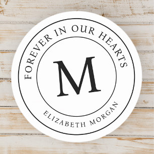 Forever in our Hearts Funeral Memorial Modern Classic Round Sticker