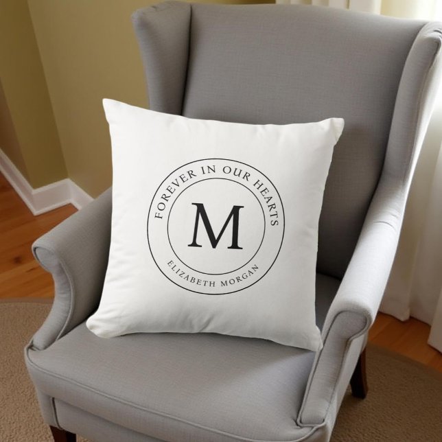 Forever in our Hearts Funeral Memorial Modern Cushion (Creator Uploaded)