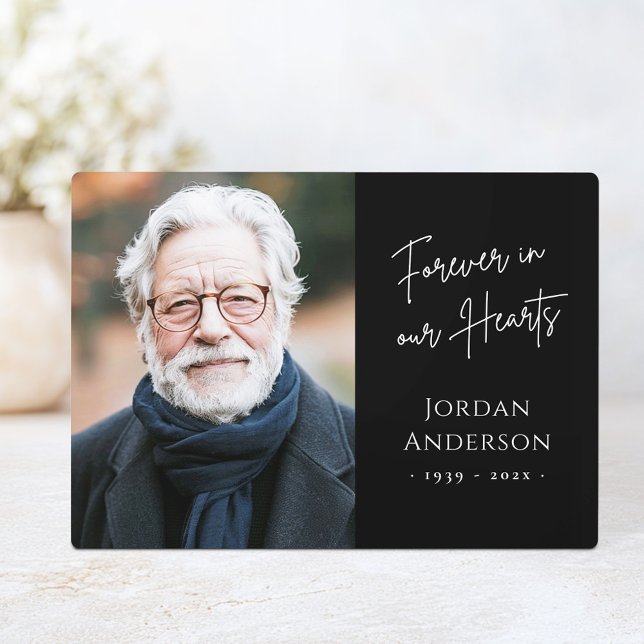 Forever in our hearts funeral memorial photo black plaque (Forever in our hearts funeral memorial photo black plaque)