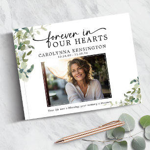 Forever in Our Hearts Funeral Memorial Service Guest Book