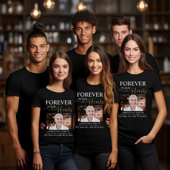 Forever in our hearts Funeral Photo Memorial  Tri-Blend Shirt (Creator Uploaded)