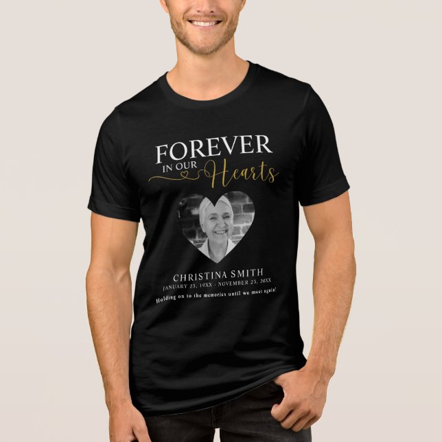 Forever in our hearts Funeral Photo Memorial  Tri- Tri-Blend Shirt (Front)