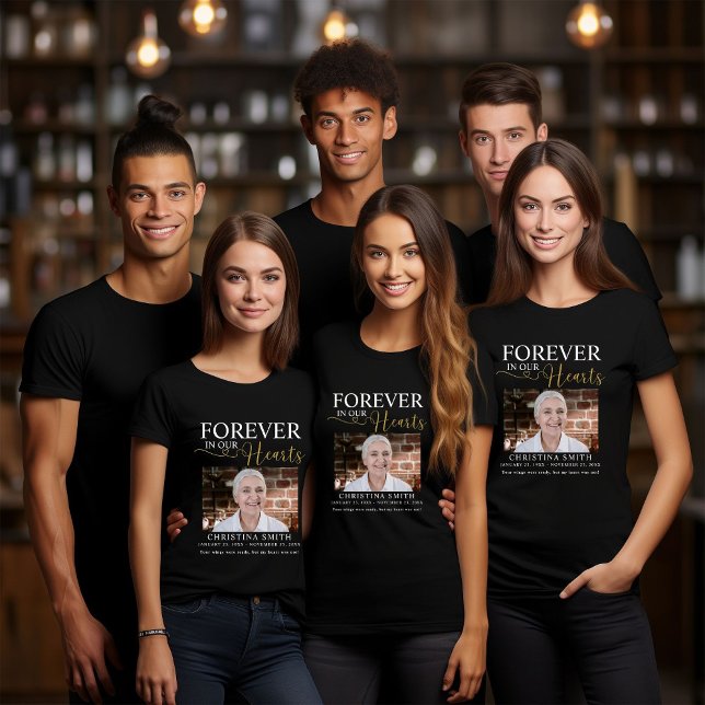 Forever in our hearts Funeral Photo Memorial  Tri- Tri-Blend Shirt (Creator Uploaded)