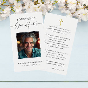 Forever In Our Hearts Funeral Photo Prayer Card