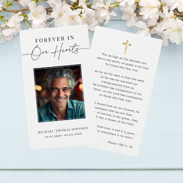Forever In Our Hearts Funeral Photo Prayer Card (Creator Uploaded)