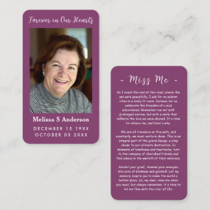 Forever in Our Hearts Funeral Prayer Photo Card