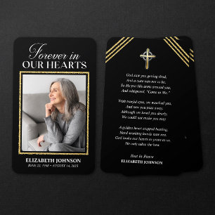 Forever in Our Hearts Glitter Photo Funeral Card