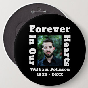 Forever In Our Hearts In Loving Memory Photo Grief 6 Cm Round Badge