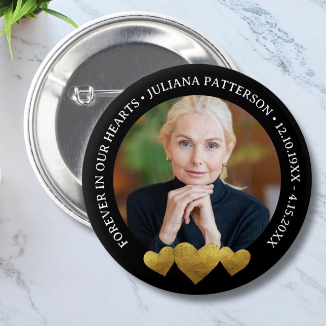 Forever in our Hearts Keepsake Funeral Photo  6 Cm Round Badge (Creator Uploaded)