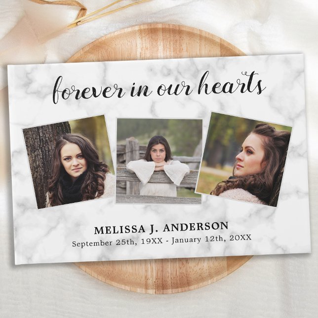 Forever In Our Hearts Memorial 3 Photo Funeral Guest Book (Creator Uploaded)