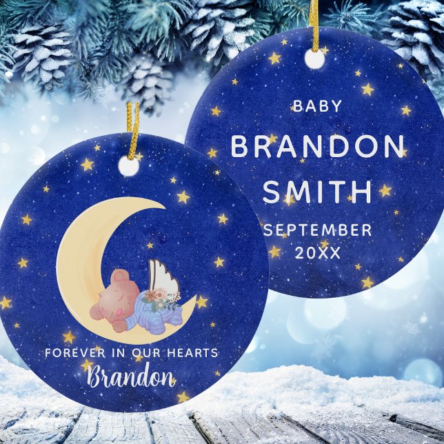 Forever In Our Hearts Memorial Baby Boy Christmas Ceramic Ornament (Forever In Our Hearts Memorial Baby Boy Christmas Ceramic Ornament
)