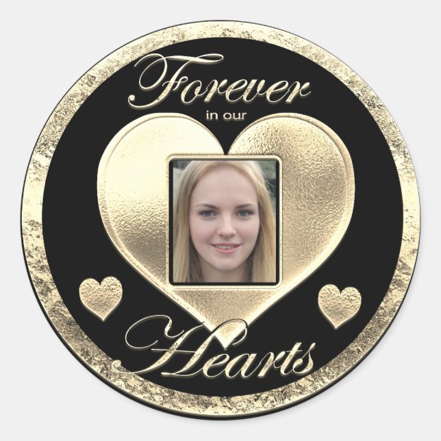 Forever in our Hearts Memorial Classic Round Sticker (Front)