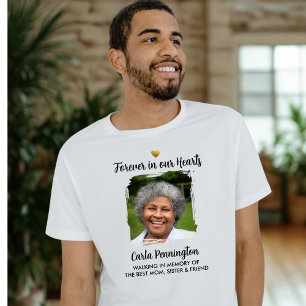 Forever in our Hearts Memorial Custom Text Photo  T-Shirt