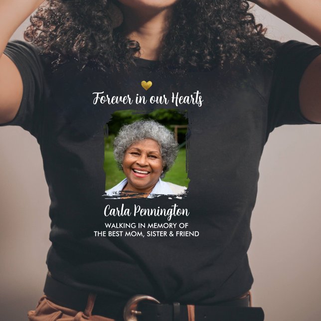 Forever in our Hearts Memorial Custom Text Photo  T-Shirt (Creator Uploaded)