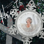 Forever In Our Hearts Memorial Elegant Photo Snowflake Pewter Christmas Ornament<br><div class="desc">This simple and classic design is composed of serif typography and add a custom photo.</div>