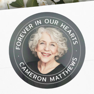 Forever in our hearts memorial full photo classic round sticker