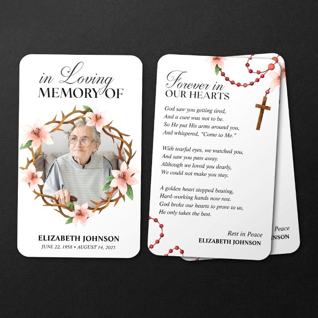Forever in Our Hearts Memorial Funeral PrayerCard (Creator Uploaded)