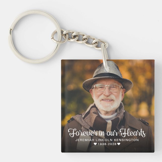 Forever in our Hearts Memorial Keepsake 2 Photo Key Ring (Front)