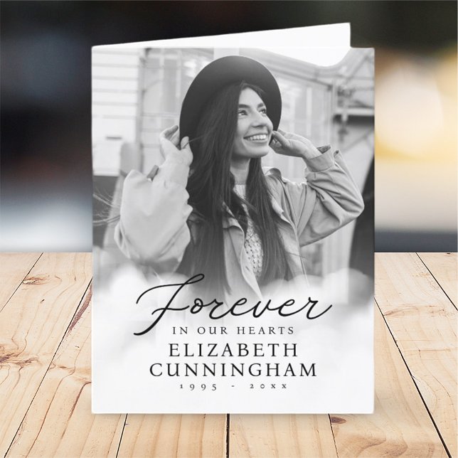 Forever in our Hearts Memorial Modern Photo Thank You Card (Creator Uploaded)