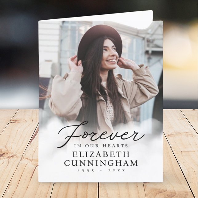 Forever in our Hearts Memorial Modern Photo Thank You Card (Creator Uploaded)