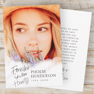 Forever in our Hearts Memorial Modern Photo Thank You Card