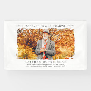 Forever in our Hearts Memorial Modern Simple Photo Banner
