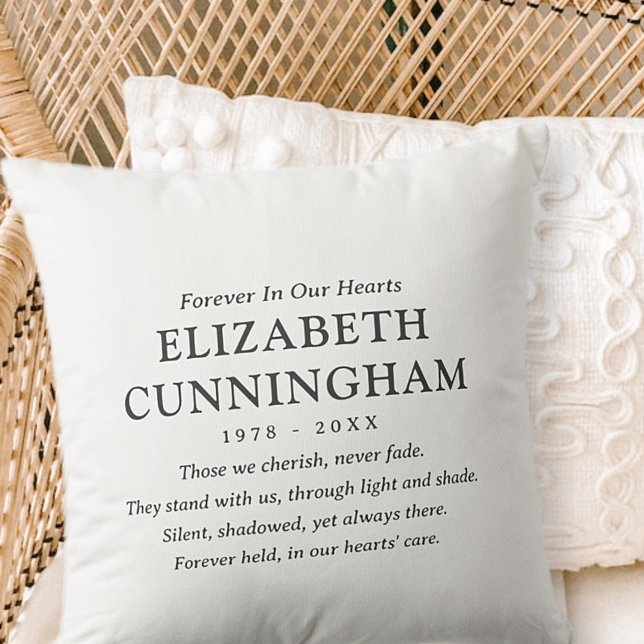 Forever In Our Hearts Memorial Modern Simple Quote Cushion (Creator Uploaded)