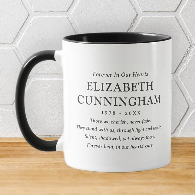 Forever In Our Hearts Memorial Modern Simple Quote Mug (Creator Uploaded)