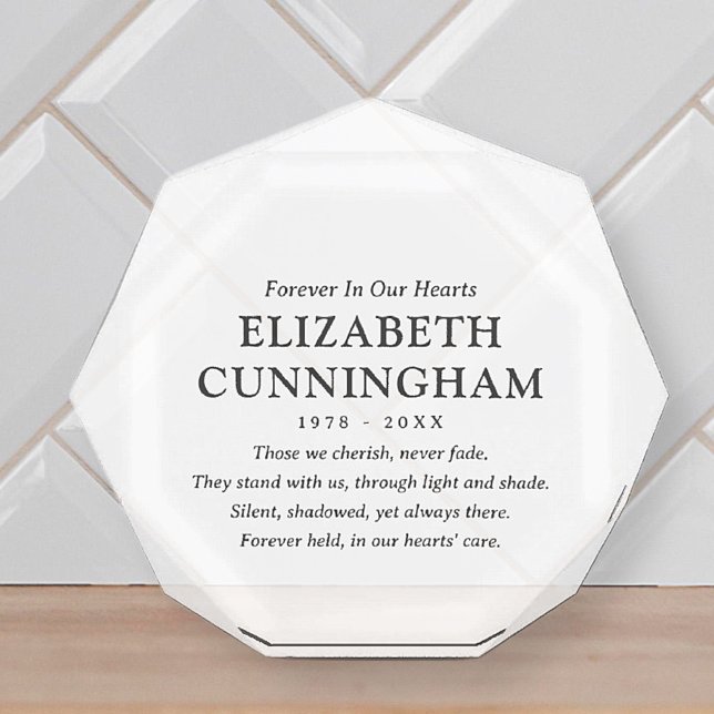 Forever In Our Hearts Memorial Modern Simple Quote Photo Block (Creator Uploaded)