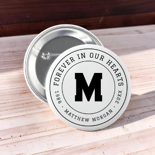 Forever In Our Hearts Memorial Monogram 6 Cm Round Badge