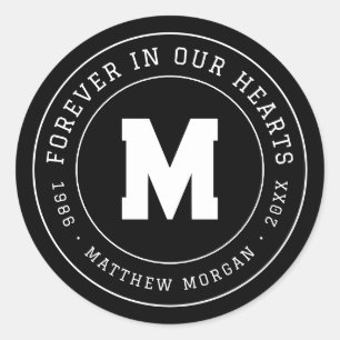 Forever In Our Hearts Memorial Monogram Classic Round Sticker