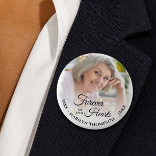 Forever In Our Hearts Memorial Photo 6 Cm Round Badge
