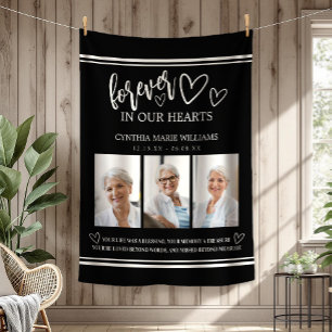 Forever In Our Hearts Memorial Photo Collage Fleece Blanket