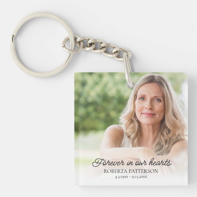 Forever in Our Hearts Memorial Photo Keepsake Key Ring (Front)