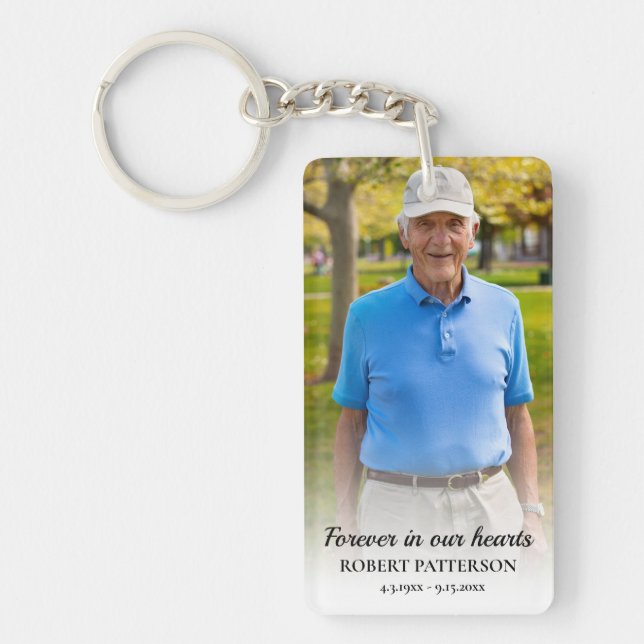 Forever in Our Hearts Memorial Photo Keepsake Key Ring (Front)