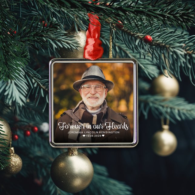 Forever in our Hearts Memorial Photo Metal Ornament (Forever in our Hearts Memorial Photo Metal Ornament)
