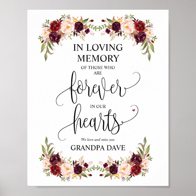 Forever In Our Hearts Memorial Sign v8 (Front)