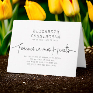 Forever In Our Hearts Memorial Simple Modern Quote Card