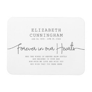 Forever In Our Hearts Memorial Simple Modern Quote Magnet
