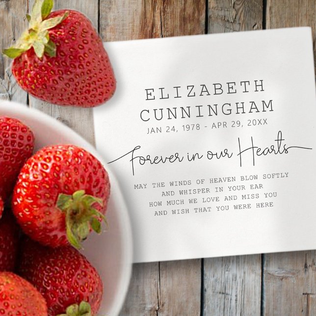 Forever In Our Hearts Memorial Simple Modern Quote Napkin (Creator Uploaded)