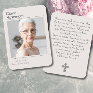 Forever In Our Hearts Modern Cross Prayer Card