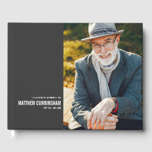 Forever In Our Hearts Modern Custom Photo Memorial Guest Book