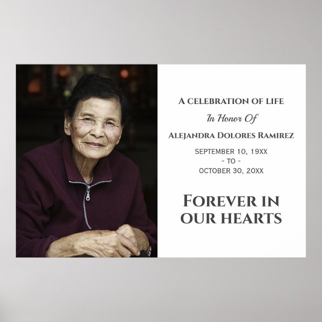 Forever In Our Hearts Modern Custom Photo Memorial Poster (Front)