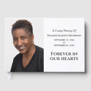 Forever In Our Hearts Modern Memorial Custom Photo Guest Book