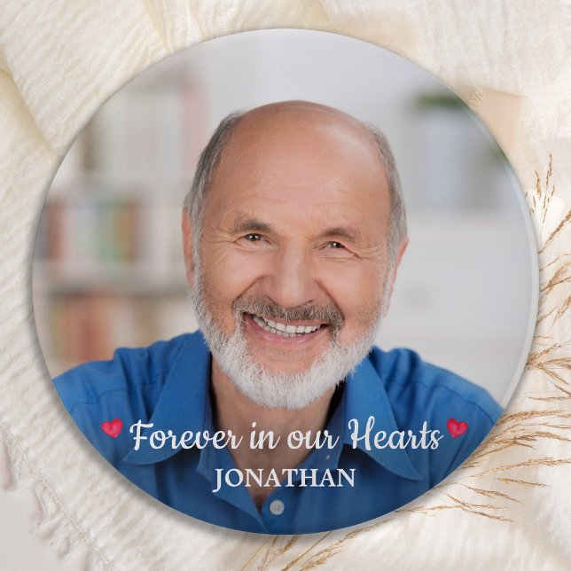 Forever In Our Hearts Modern Remembrance Memorial 3 Cm Round Badge (Creator Uploaded)