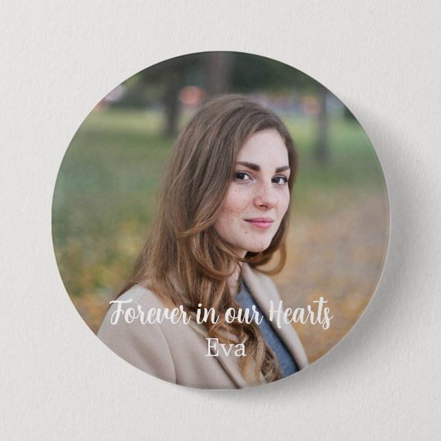 Forever In Our Hearts Modern Remembrance Memorial 7.5 Cm Round Badge (Front)